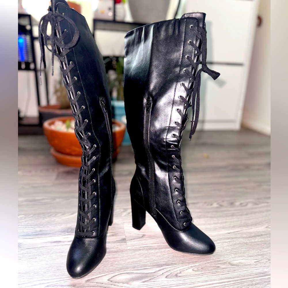 Beautiful Faux Leather Knee High Tall Boots